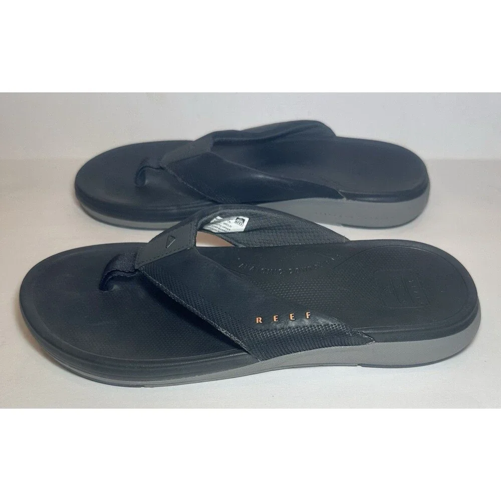 Reef Cushion Norte Sandals Men 8 Black Gray Orthopedic Flip Flops